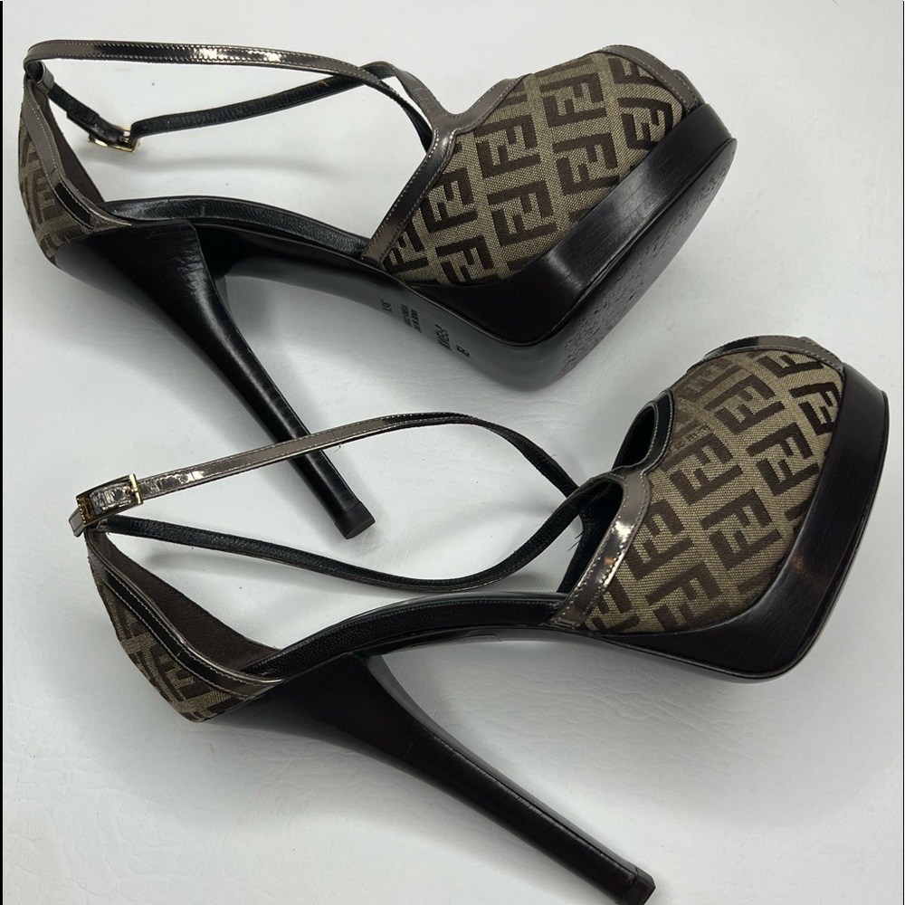 Fendi Brown Monogram Platform Heels